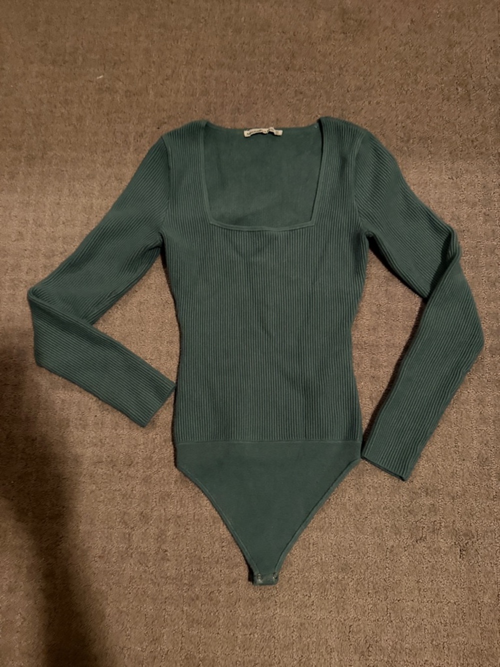 Abercrombie & Fitch Ribbed Square Neck Long Sleeve Bodysuit
